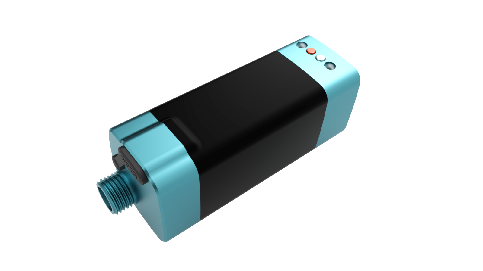 Blue NXS wireless actuator mounted to a rear derailleur